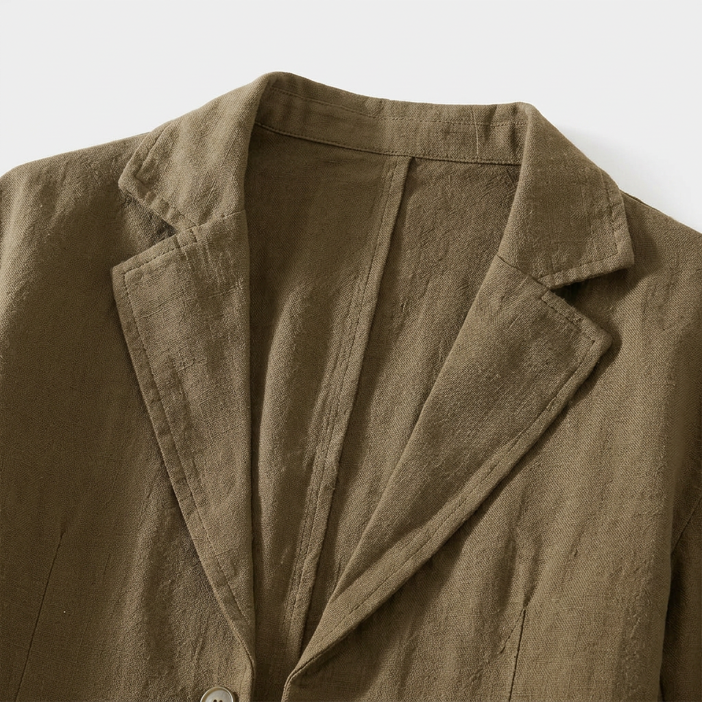 Linen Blazer Single Button Patch Pockets Relaxed Fit for Men