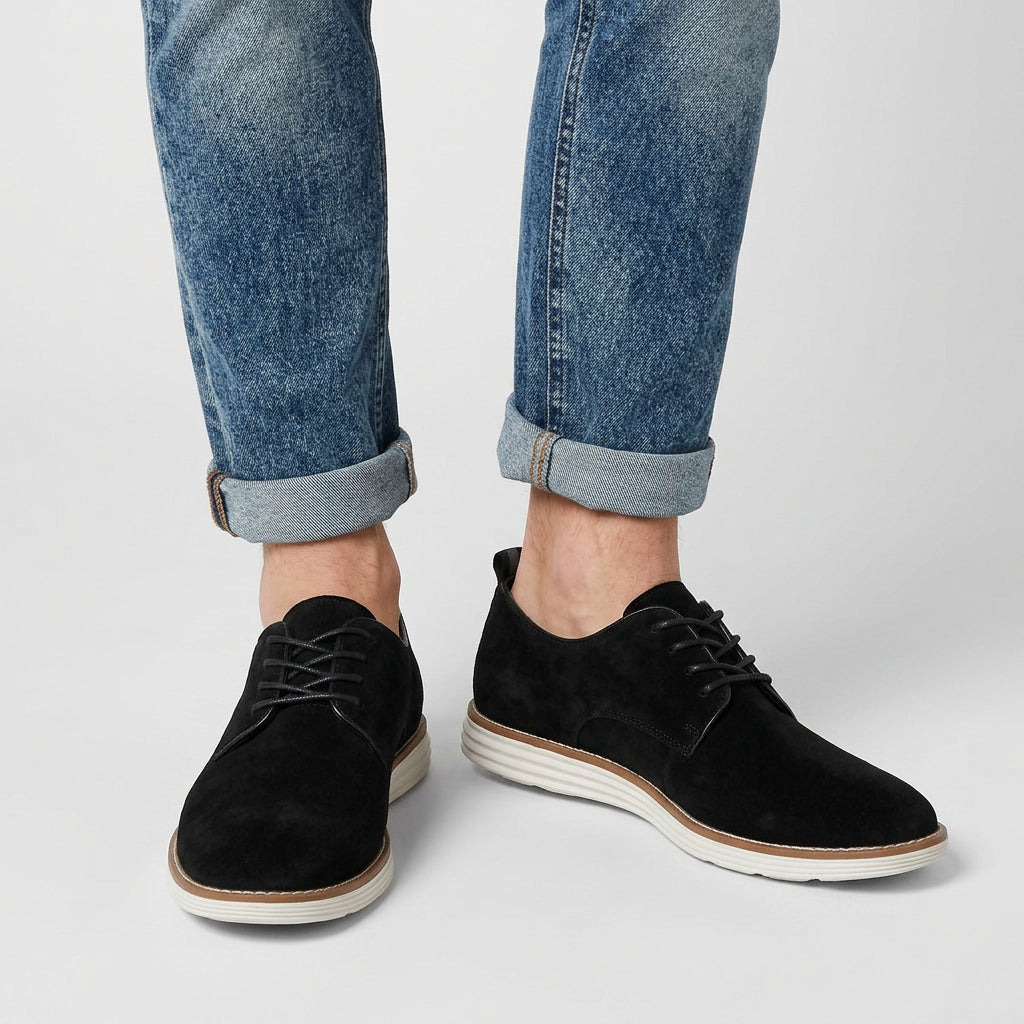 Suede Derby Shoe Contrast Sole Lace-Up for Men