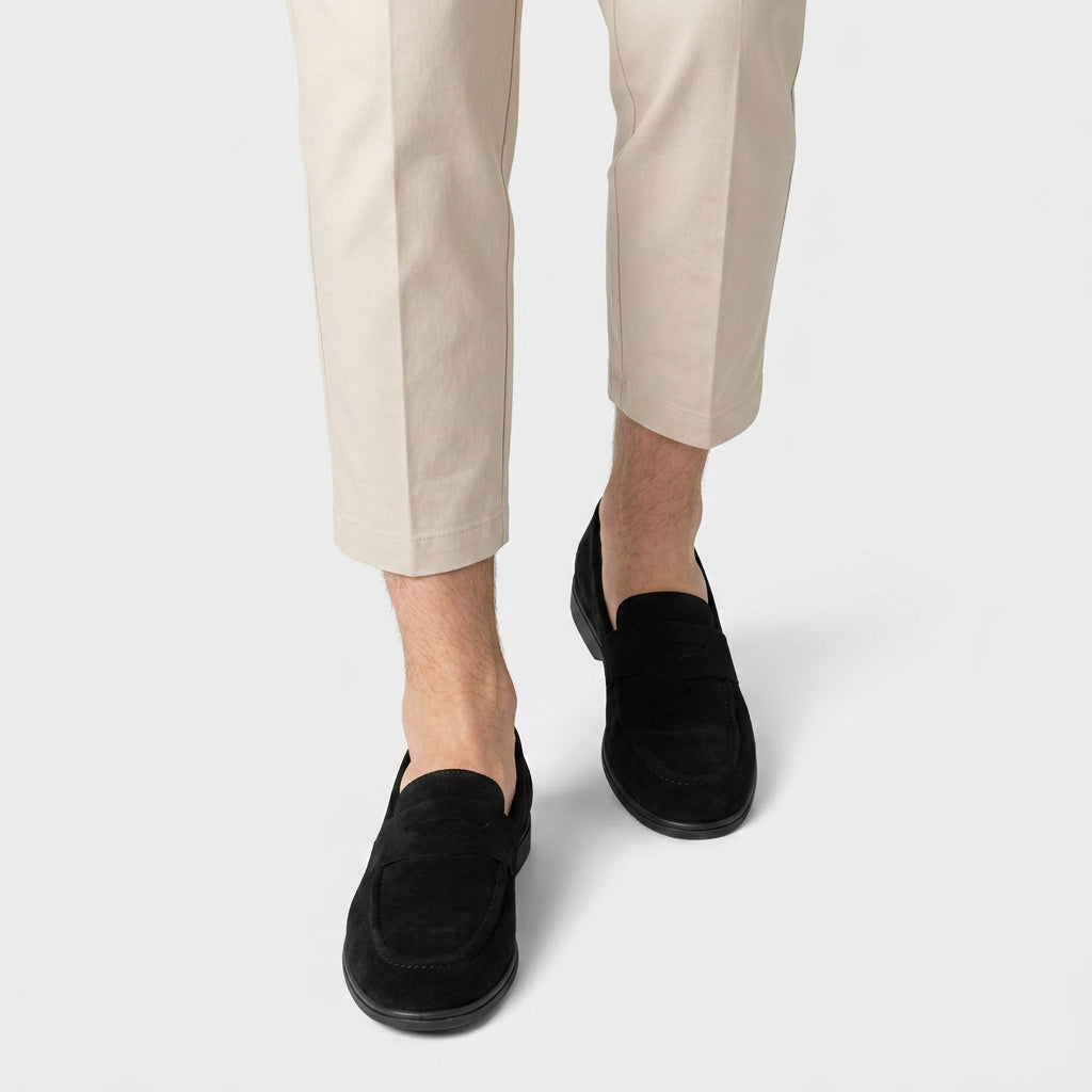 Suede Penny Loafer Classic Leather Sole for Men