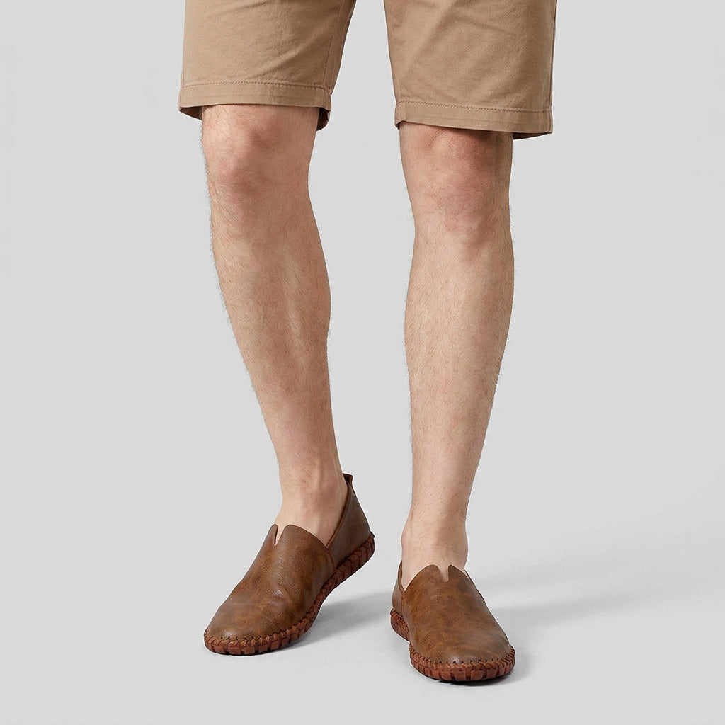 Leather Slip-On Loafer Woven Sole for Men