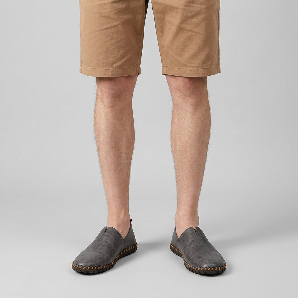 Leather Slip-On Loafer Woven Sole for Men