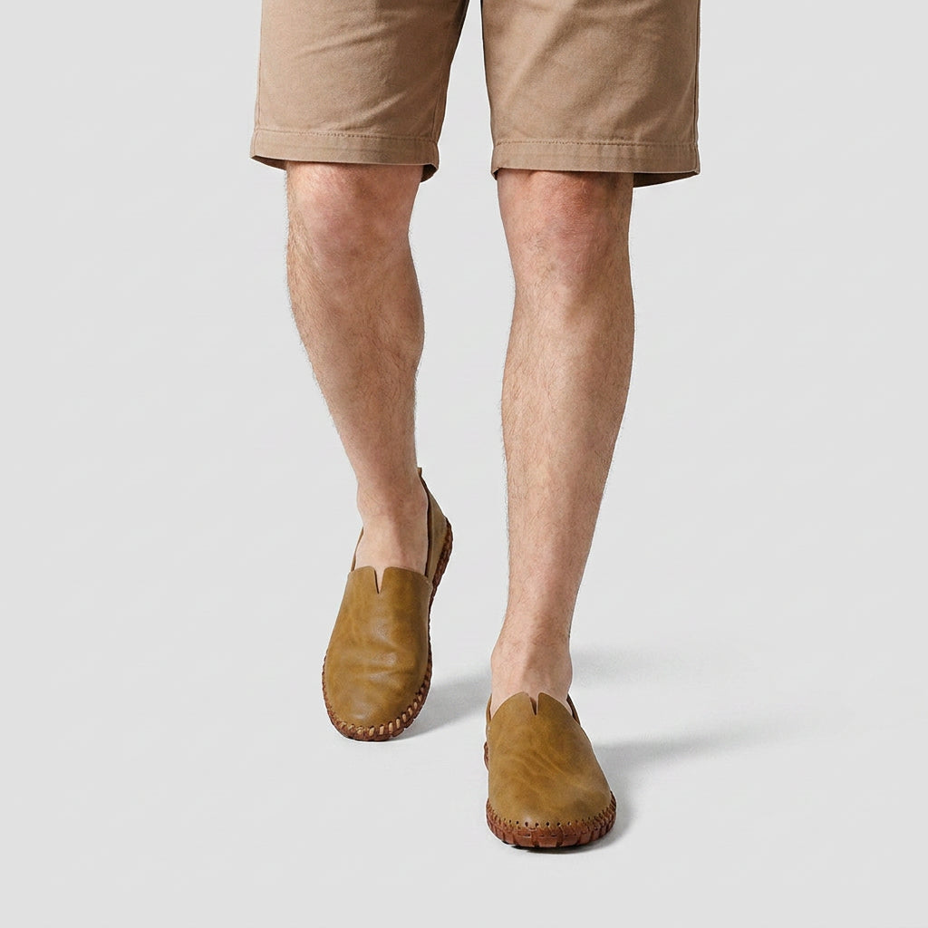 Leather Slip-On Loafer Woven Sole for Men