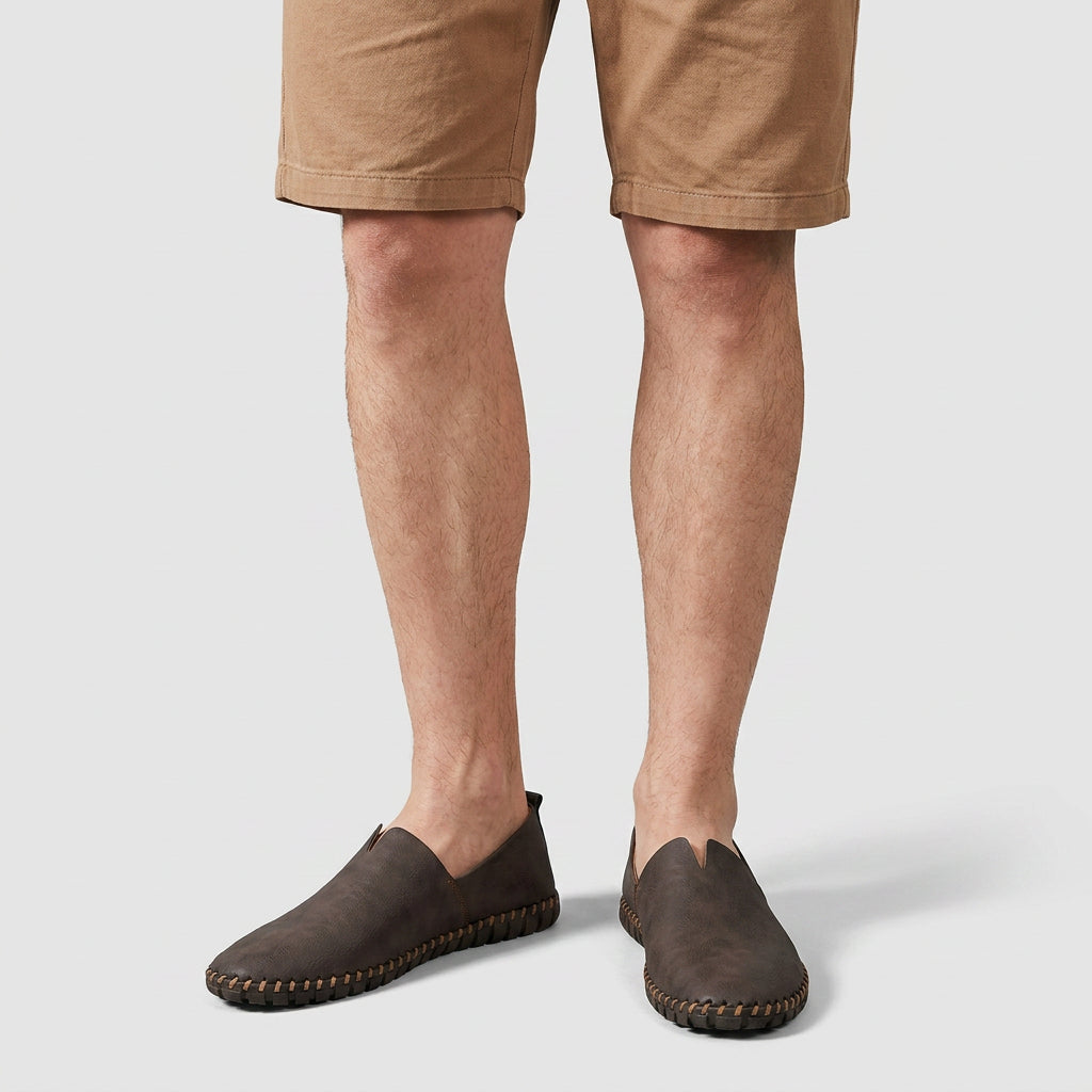 Leather Slip-On Loafer Woven Sole for Men