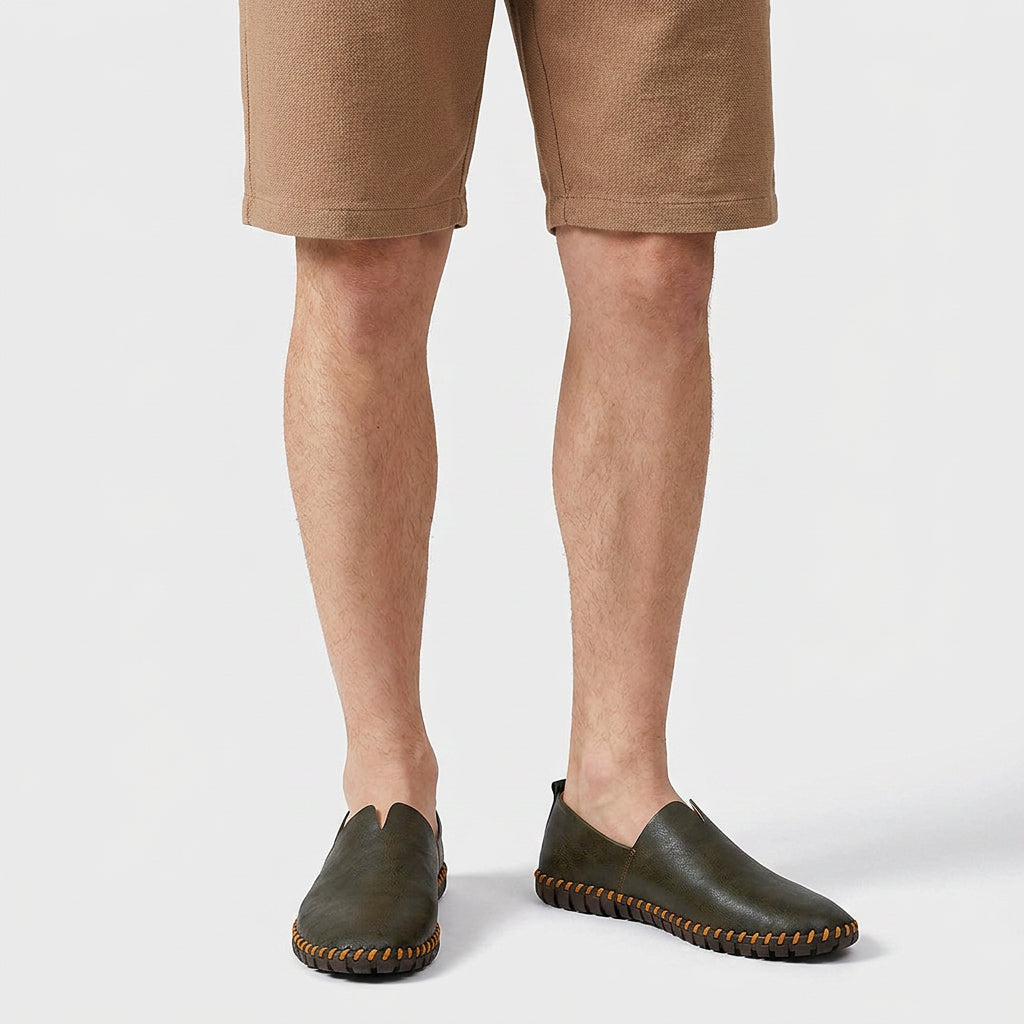 Leather Slip-On Loafer Woven Sole for Men