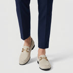Suede Loafer Gold Chain Bit Hardware for Men