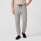 Windowpane Check Jogger Pants Elasticated Waist for Men