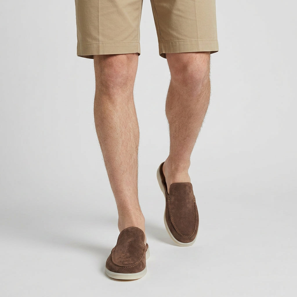 Suede Mule Loafer Apron Toe Platform Sole for Men