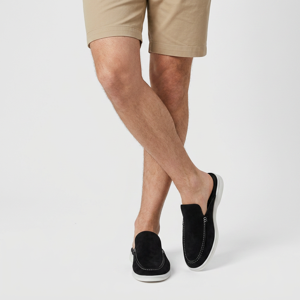 Suede Mule Loafer Apron Toe Platform Sole for Men