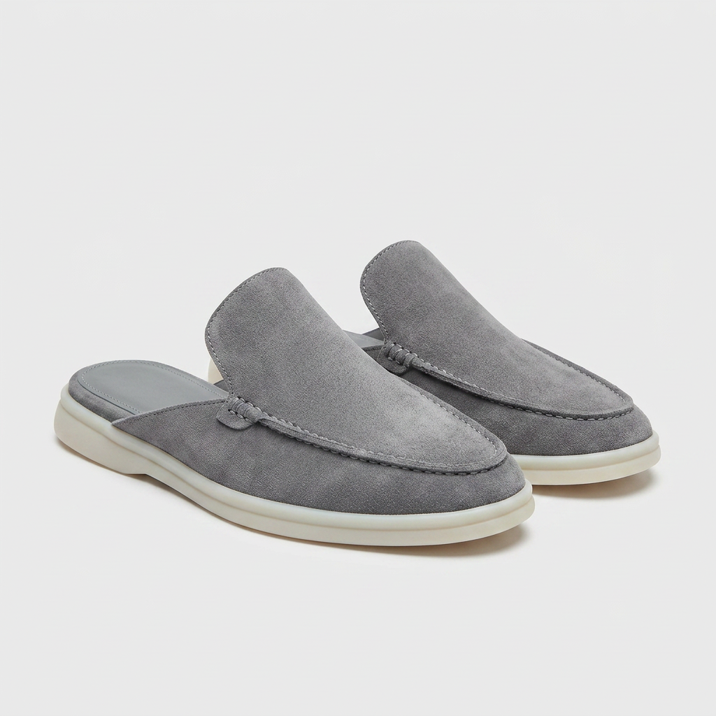 Suede Mule Loafer Apron Toe Platform Sole for Men