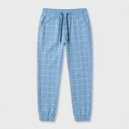 Windowpane Check Jogger Pants Elasticated Waist for Men