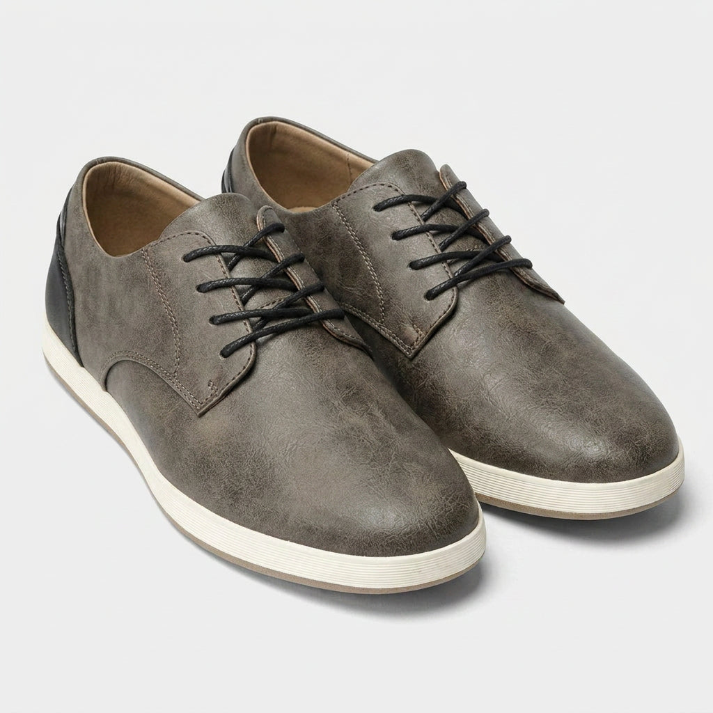 Leather Look Derby Sneaker Contrast Sole for Men