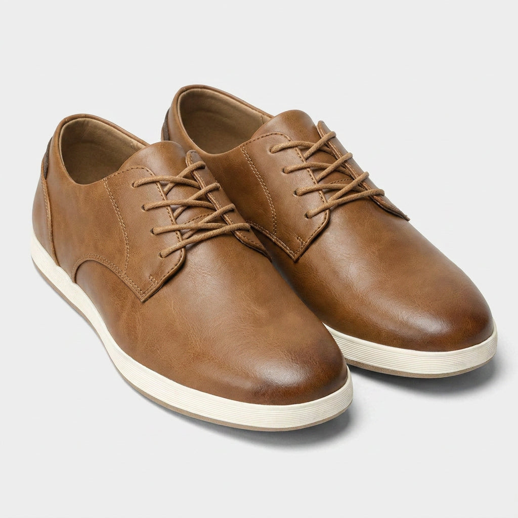 Leather Look Derby Sneaker Contrast Sole for Men