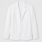 Linen Blazer Notch Lapel Patch Pockets for Men