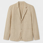 Linen Blazer Notch Lapel Patch Pockets for Men