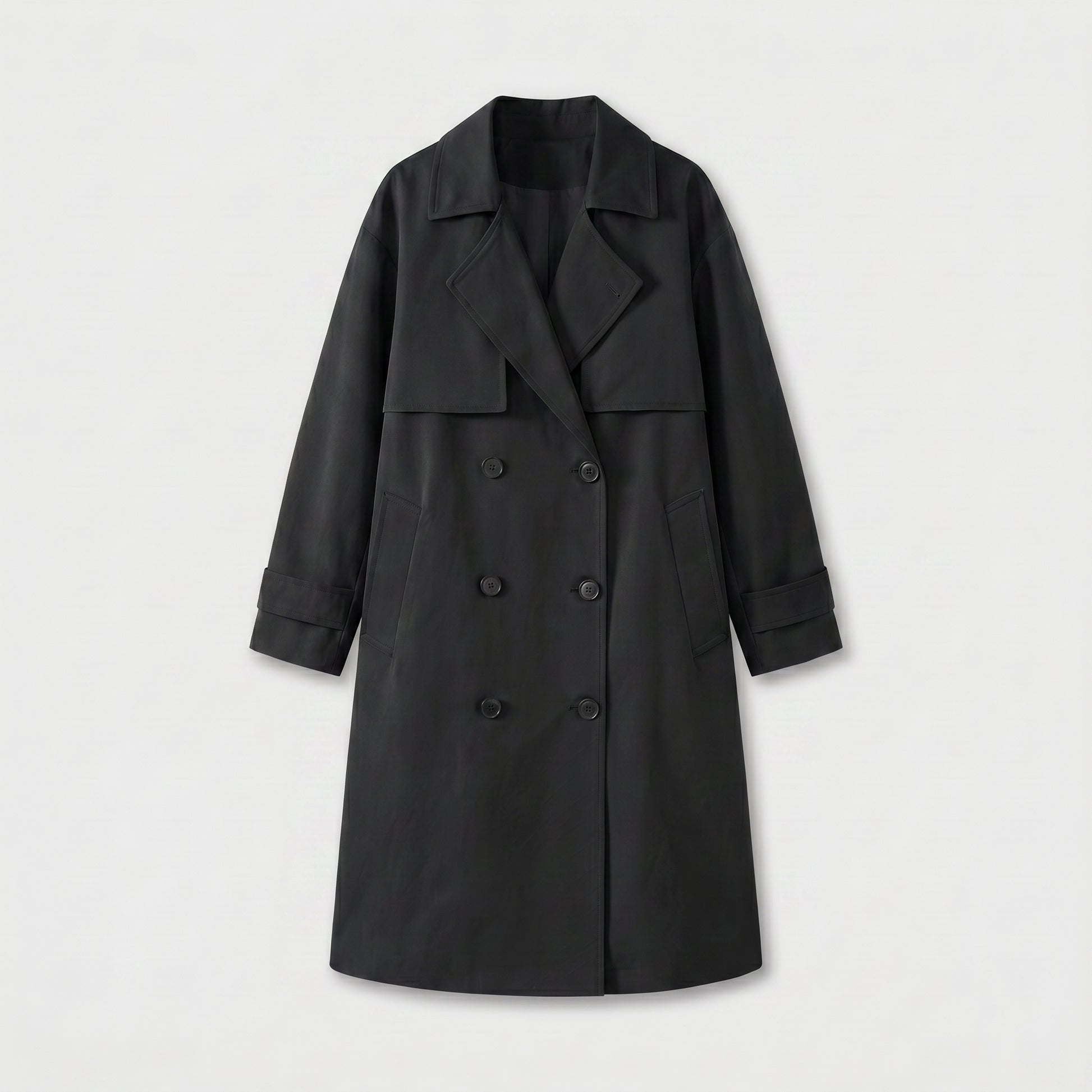 Long Waterproof Double-Breasted Trench Coat for Men