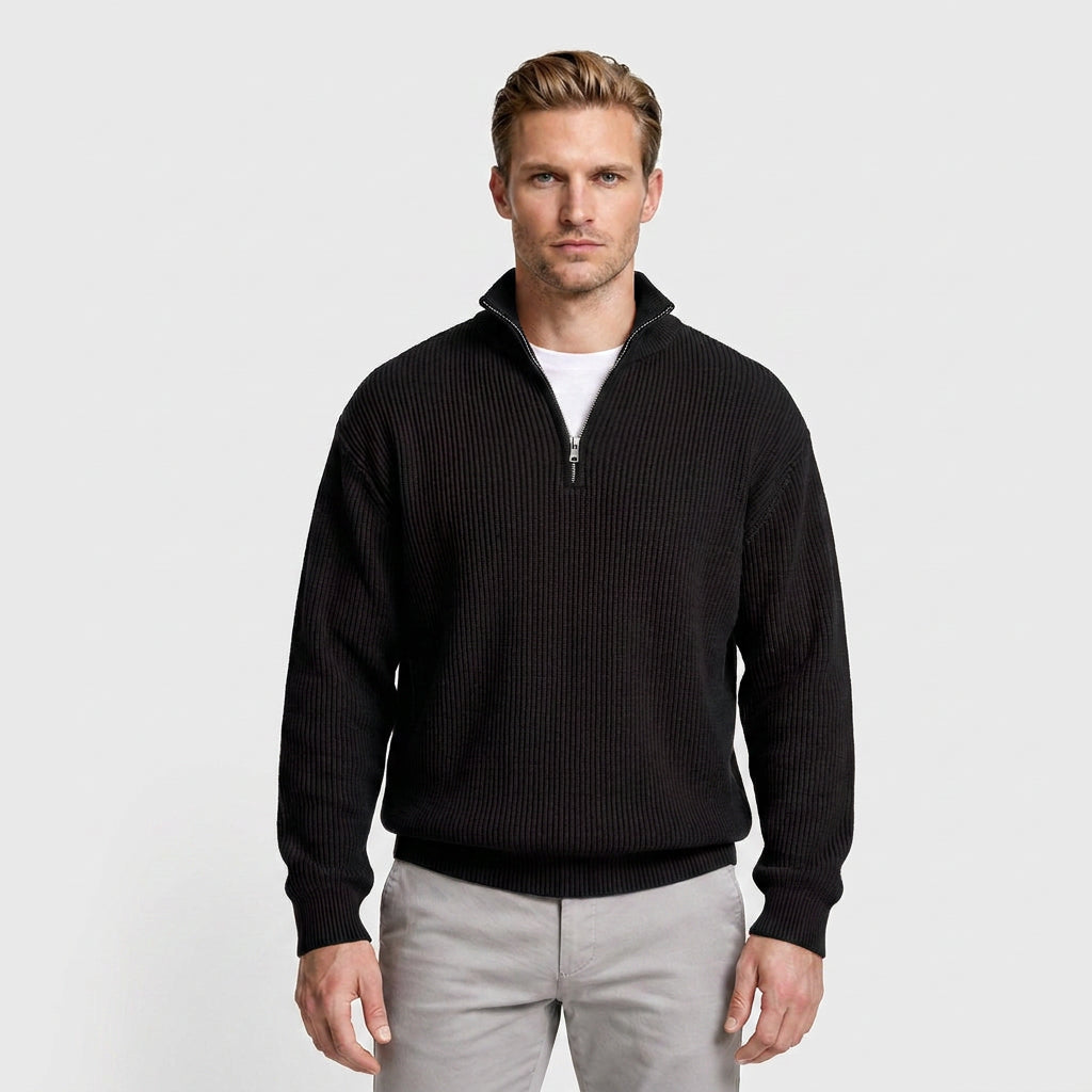 Ribbed Quarter-Zip Sweater for Men