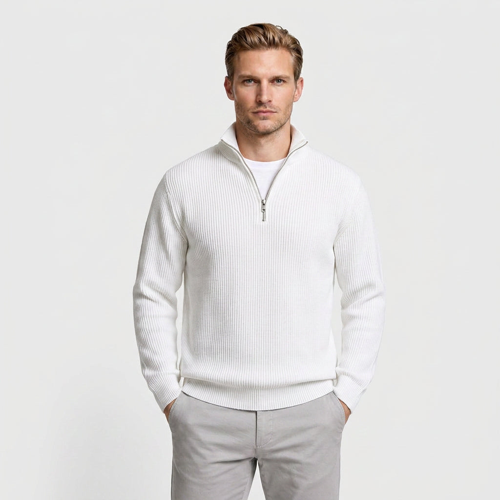 Ribbed Quarter-Zip Sweater for Men