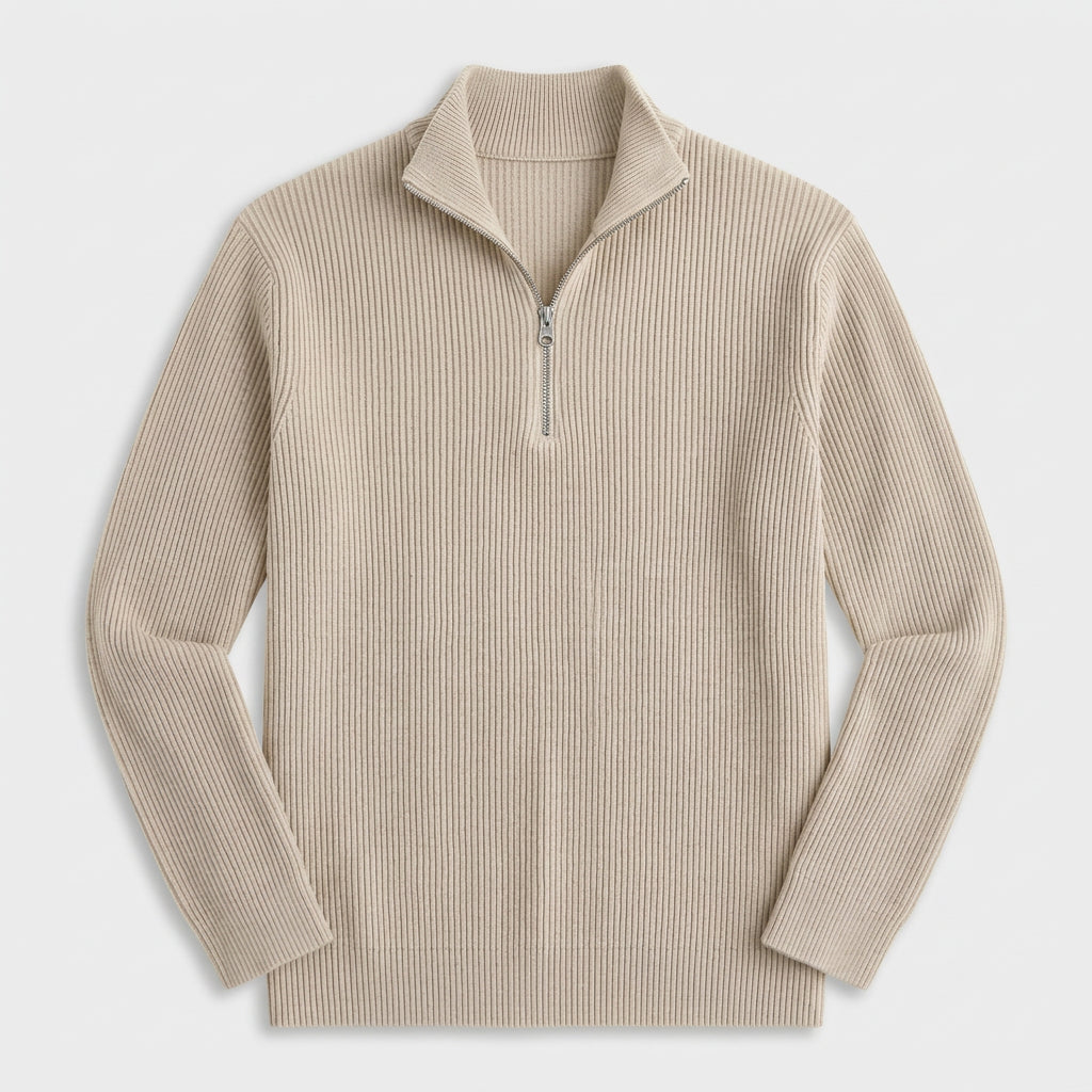 Ribbed Quarter-Zip Sweater for Men