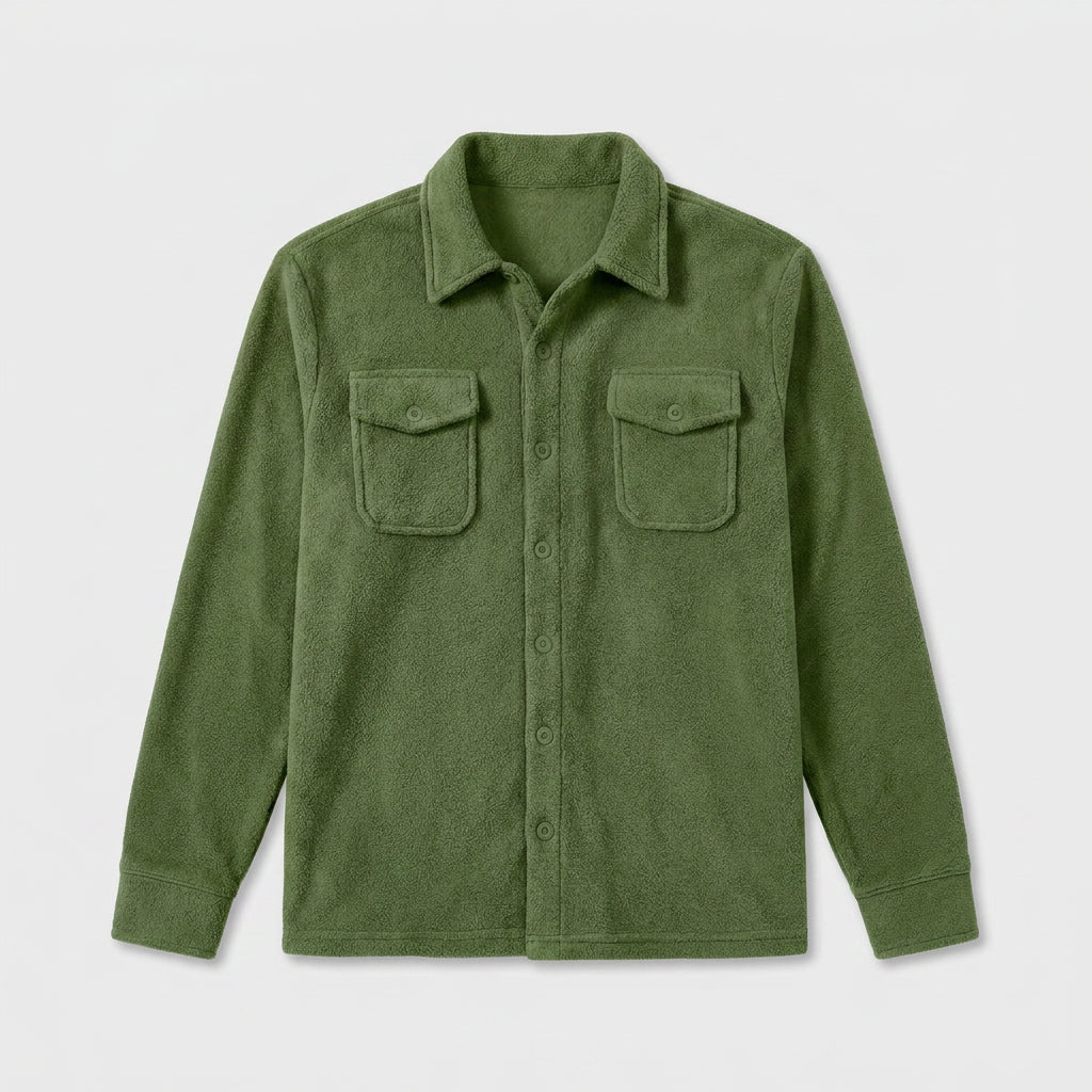 Button-Front Fleece Overshirt for Men