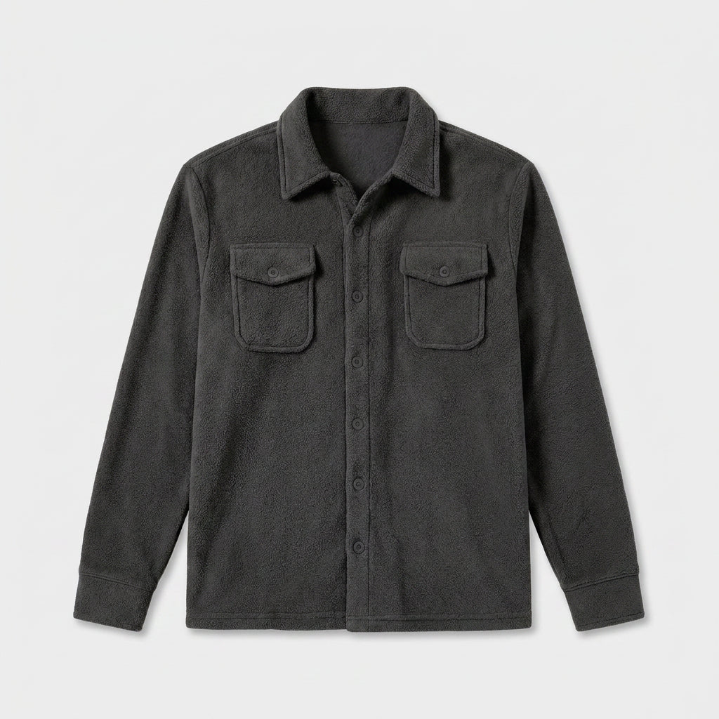 Button-Front Fleece Overshirt for Men