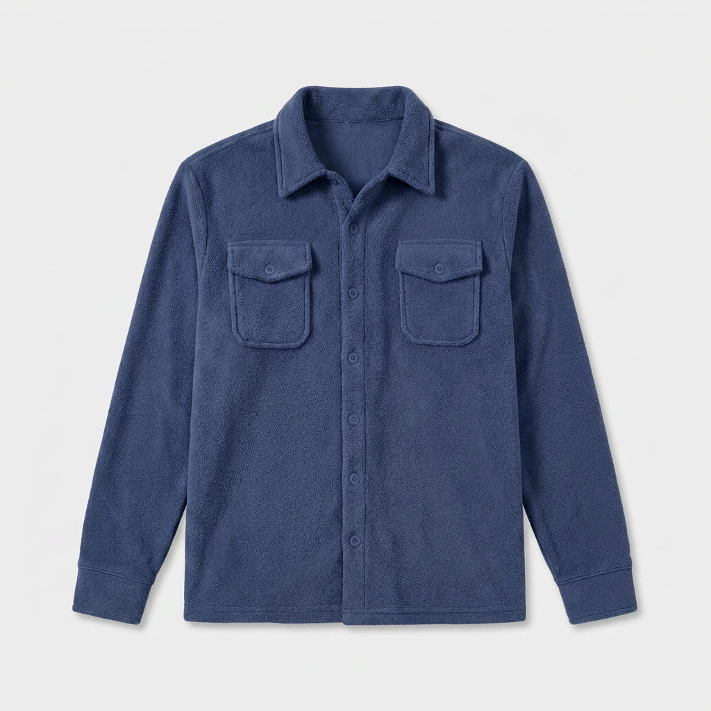Button-Front Fleece Overshirt for Men