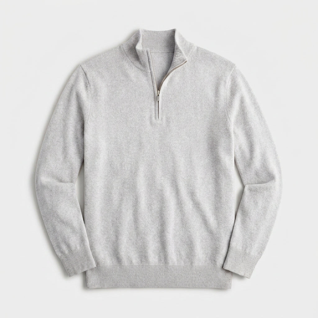 Quarter Zip Knit Sweater Ribbed Cuffs And Hem for Men