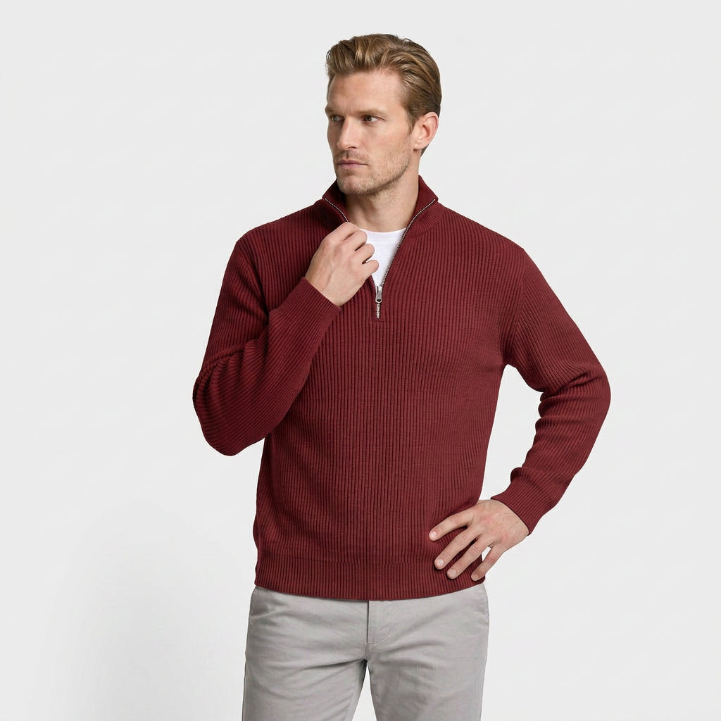 Ribbed Quarter-Zip Sweater for Men