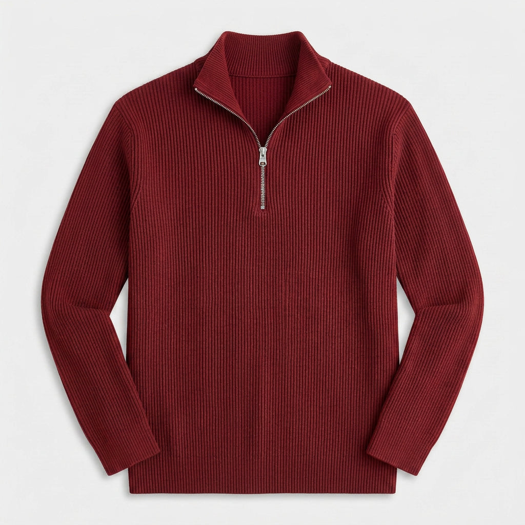 Ribbed Quarter-Zip Sweater for Men
