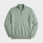 Quarter Zip Knit Sweater Ribbed Cuffs And Hem for Men