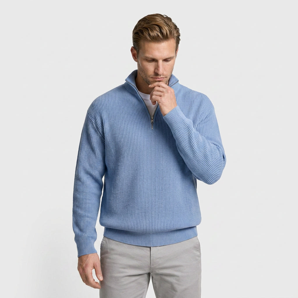 Ribbed Quarter-Zip Sweater for Men