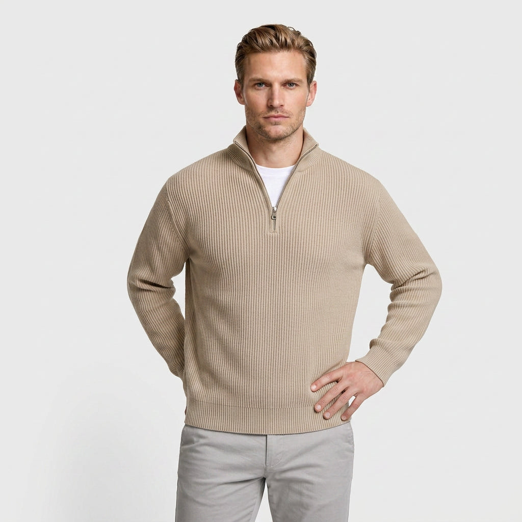 Ribbed Quarter-Zip Sweater for Men