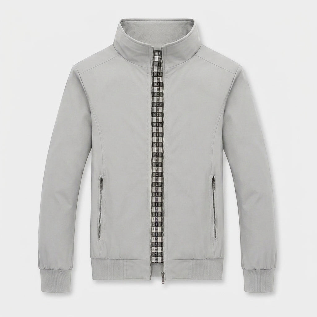 Stand Collar Zip Jacket Contrast Lining for Men