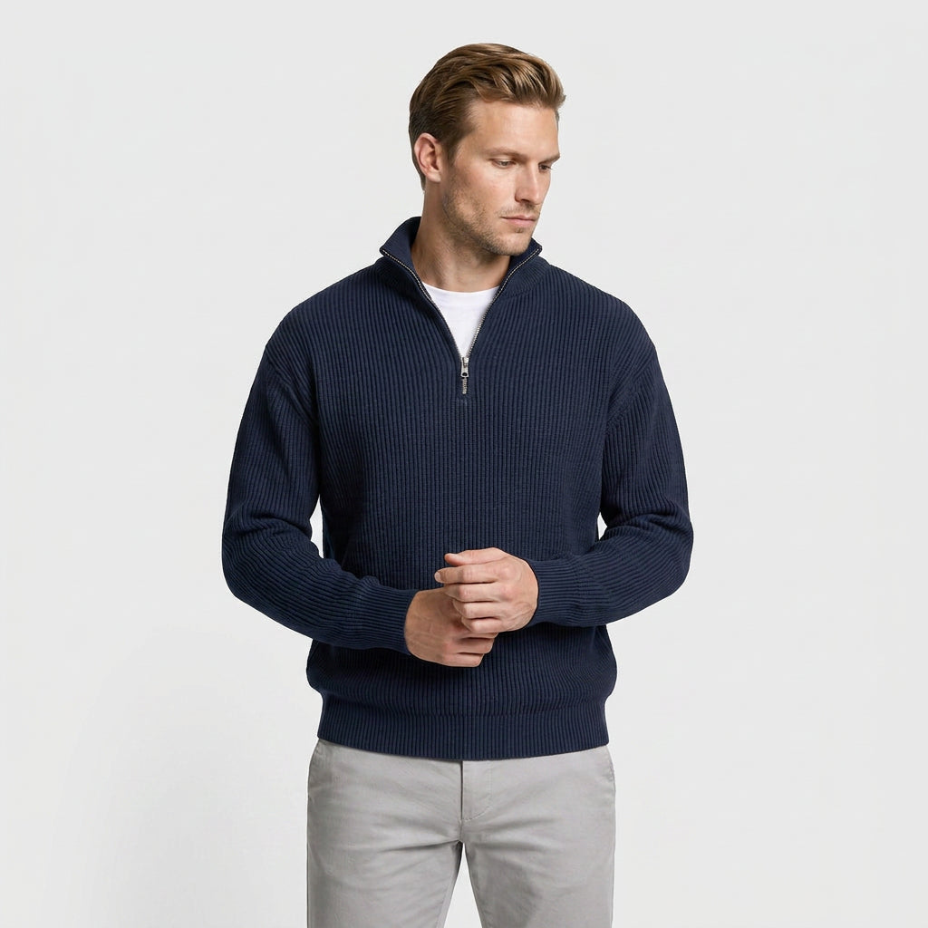 Ribbed Quarter-Zip Sweater for Men