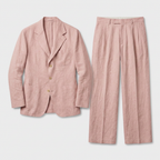 Linen Two-Piece Suit Relaxed Fit Gold Buttons for Men