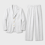 Linen Two-Piece Suit Relaxed Fit Gold Buttons for Men