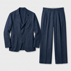 Linen Two-Piece Suit Relaxed Fit Gold Buttons for Men