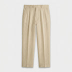 Tapered Leg Pleated Linen Trousers for Men