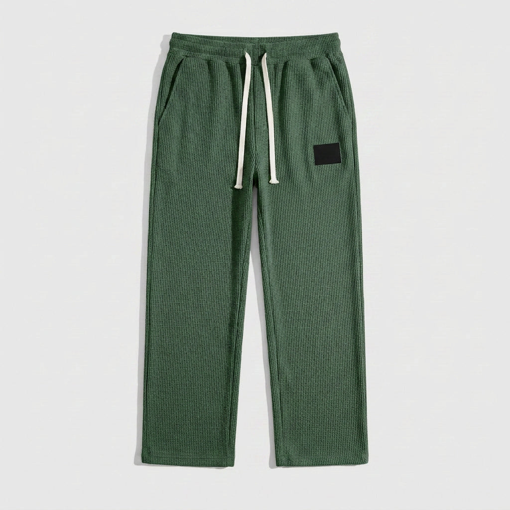 Waffle-Knit Straight Leg Sweatpants for Men