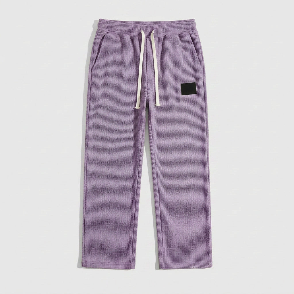 Waffle-Knit Straight Leg Sweatpants for Men