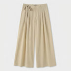Wide Leg Pleated Trousers with Tie Waist for Men