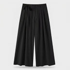 Wide Leg Pleated Trousers with Tie Waist for Men