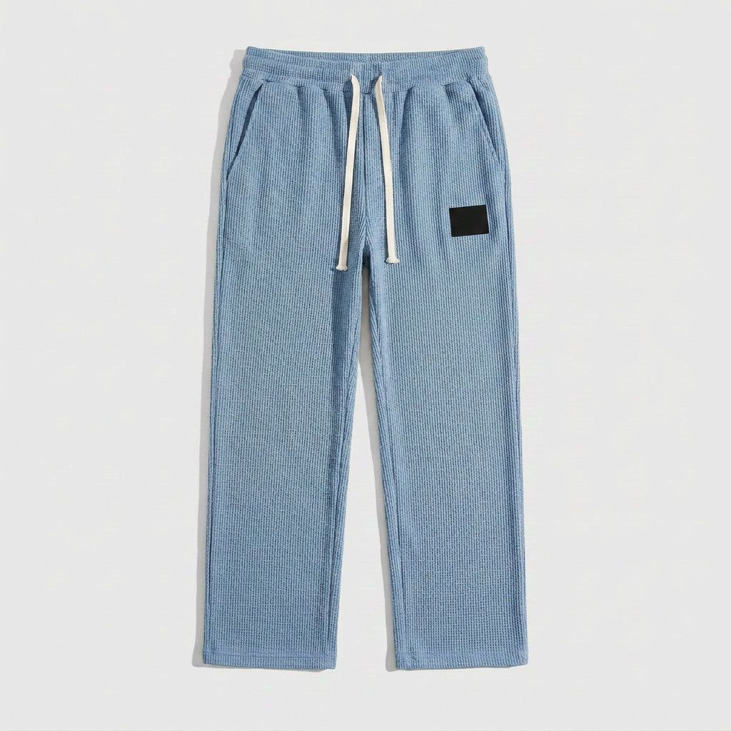 Waffle-Knit Straight Leg Sweatpants for Men
