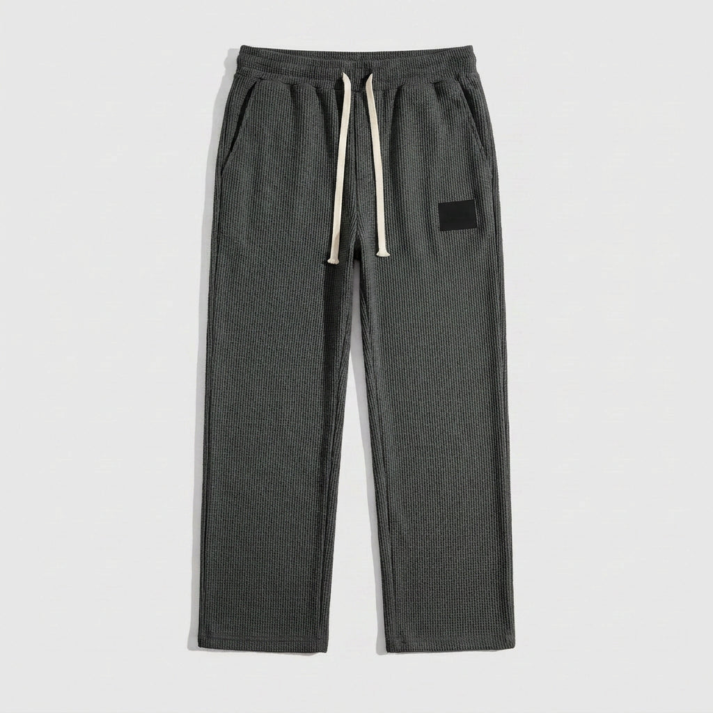 Waffle-Knit Straight Leg Sweatpants for Men