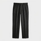 Tapered Leg Pleated Linen Trousers for Men