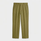 Tapered Leg Pleated Linen Trousers for Men