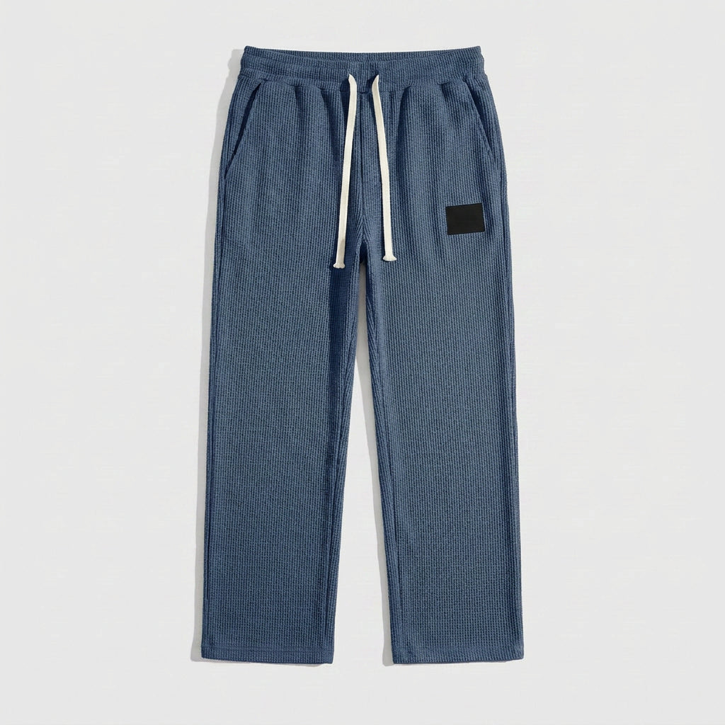Waffle-Knit Straight Leg Sweatpants for Men