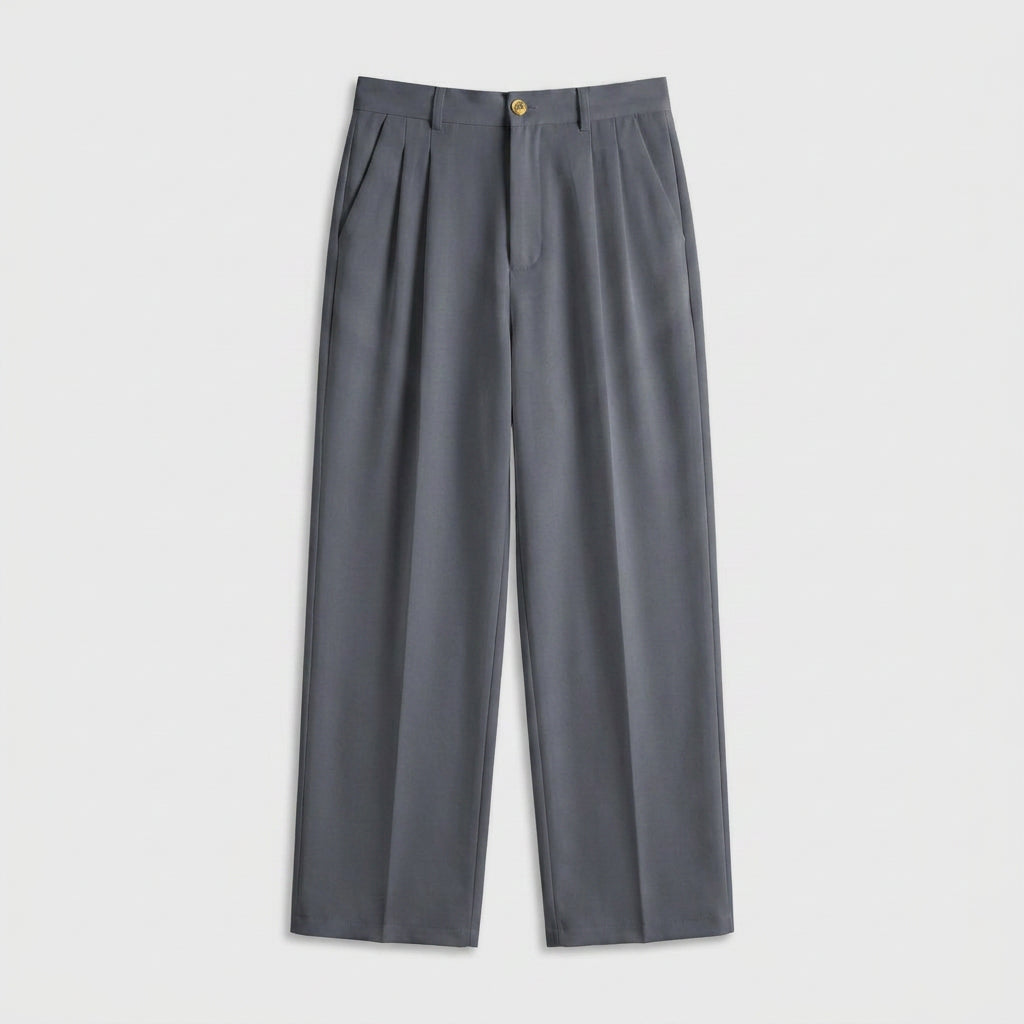 Soft Pleat Wide Leg Trousers for Men