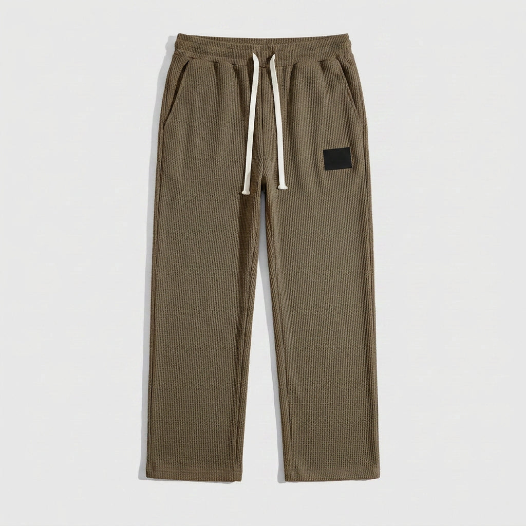 Waffle-Knit Straight Leg Sweatpants for Men