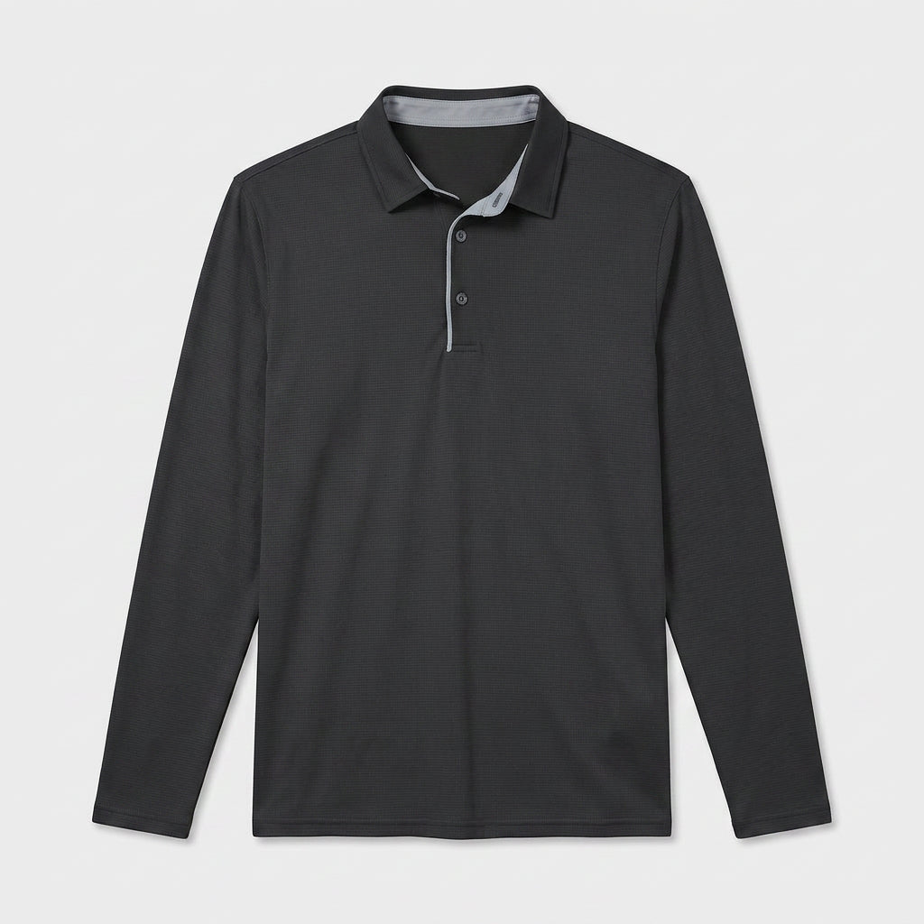 Long Sleeve Waffle Texture Polo Regular Fit for Men