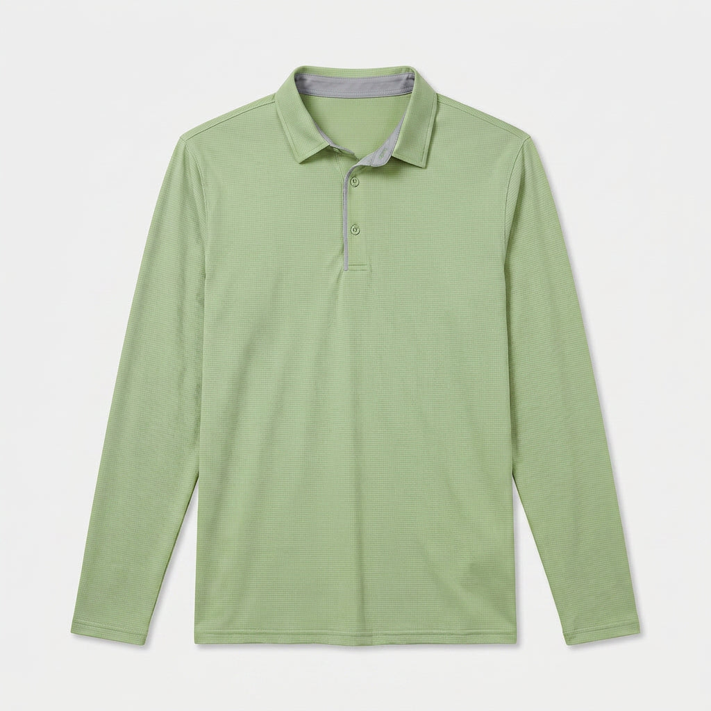 Long Sleeve Waffle Texture Polo Regular Fit for Men